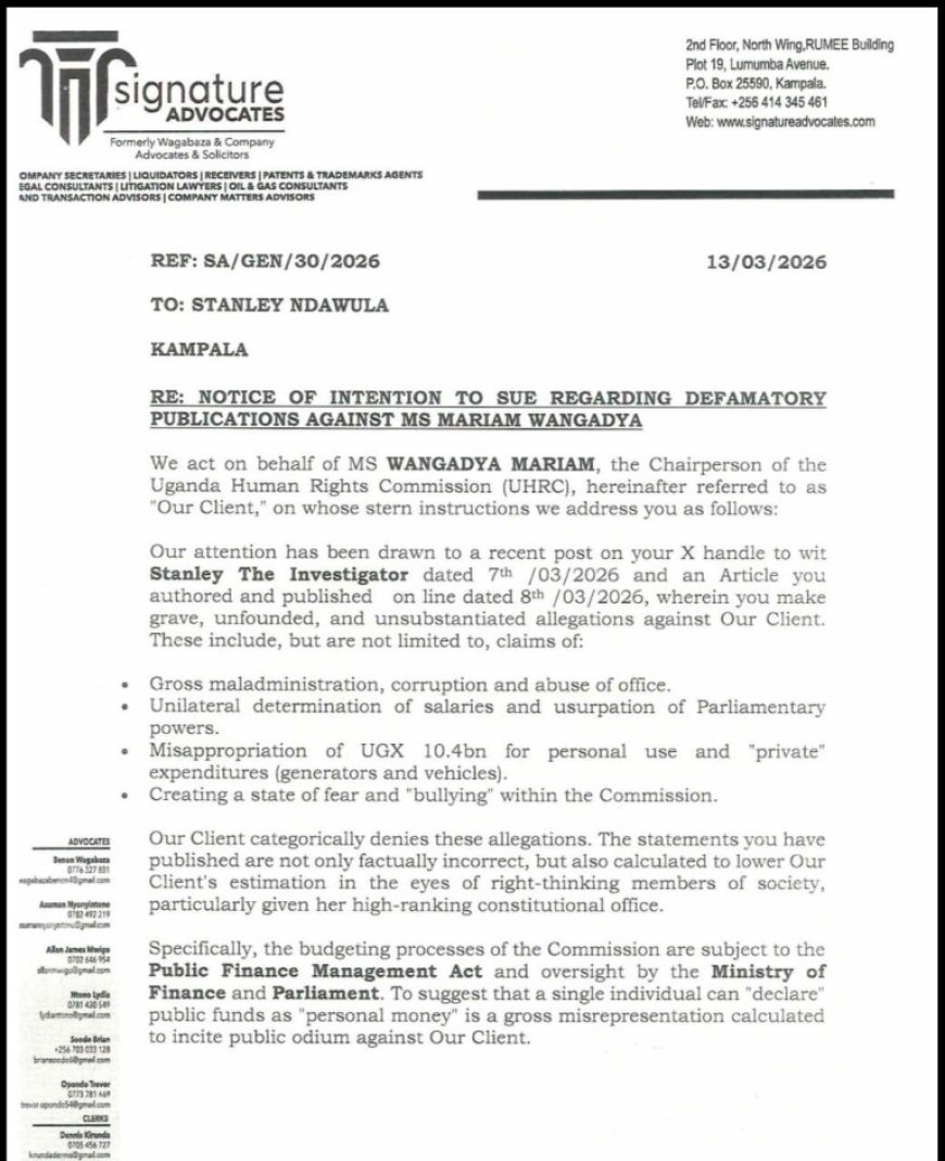 "PAY ME 1BILLION OR I SUE YOU," MARIAM WANGADYA TELLS SCRIBE NDAULA
